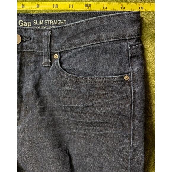 Gap 1969 Slim Straight Denim Jeans Stretch Cotton Blend 8 Dark Wash Retro Preppy - Picture 4 of 11